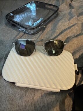 Randolph Engineering Silver Aviator Sunglasses with Dark Lenses